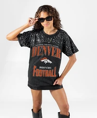 Gameday Couture Women's Denver Broncos the Zone Washed Micro Rhinestone Drop-Shoulder Relaxed-Fit T-Shirt