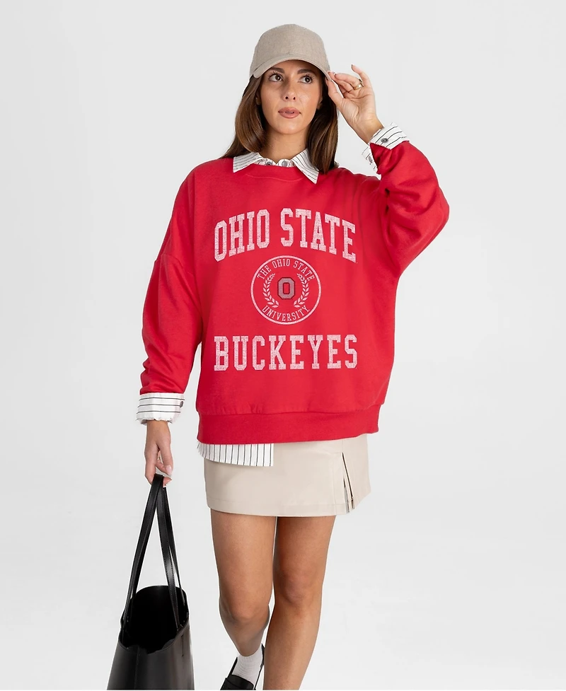 Gameday Couture Women's Ohio State Buckeyes Prime Play Oversized Graphic Sweatshirt