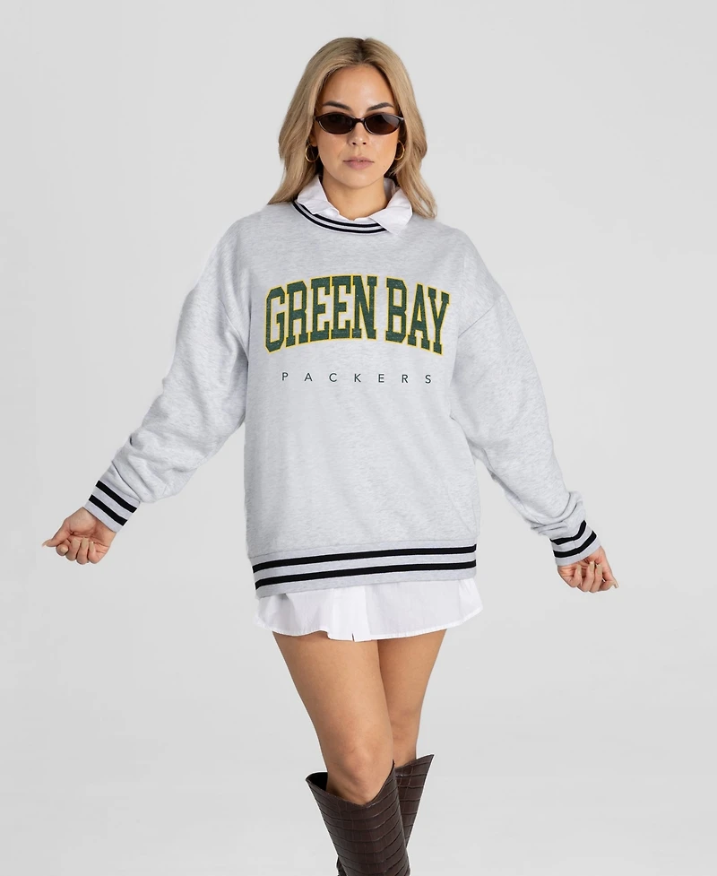 Gameday Couture Women's Green Bay Packers Oversized Easy Energy Ringer Stripe Sweatshirt