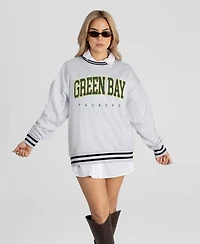Gameday Couture Women's Green Bay Packers Oversized Easy Energy Ringer Stripe Sweatshirt