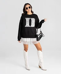 Gameday Couture Women's Duke Blue Devils Bold Move Black Label Premium Oversized Fit Dropped Shoulder Sweatshirt
