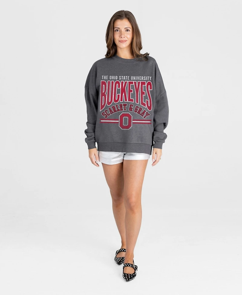 Gameday Couture Women's Ohio State Buckeyes Kickoff Classic Oversized Dropped-Shoulder Graphic Sweatshirt