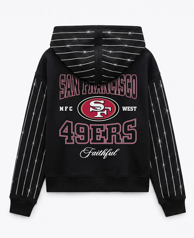 Gameday Couture Women's San Francisco 49ers Eyes on the Prize Full-Zip Mid-Crop Cotton-Blend Hoodie