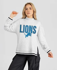 Gameday Couture Women's Detroit Lions Rally Point Contrast Stripe Relaxed-Fit Mock Neck Sweatshirt