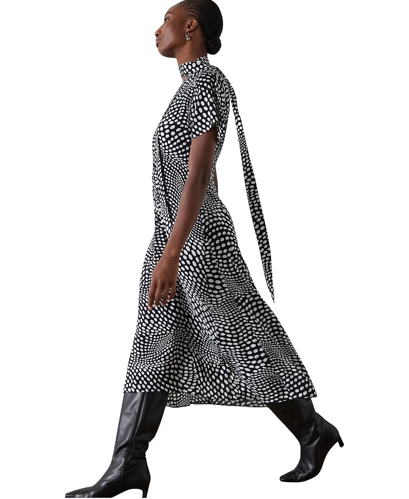Whistles Women's Mixed Dot Scarf Midi Dress