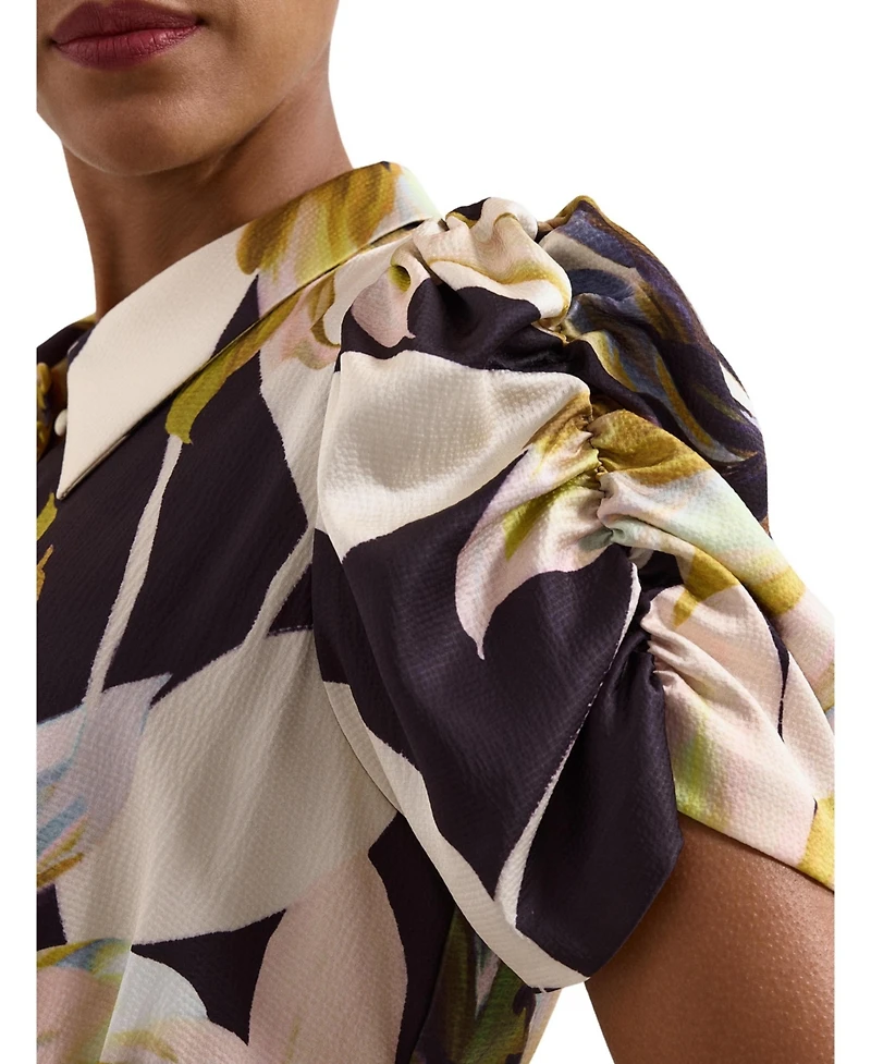 Phase Eight Women's Bella Puff Sleeve Printed Shirt Dress
