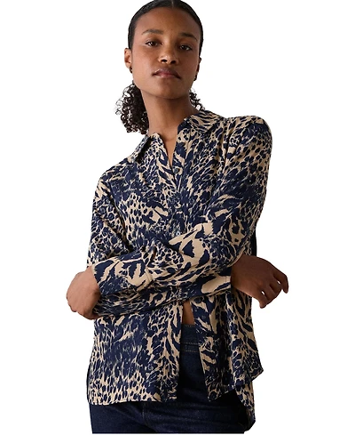 Whistles Women's Patchwork Leopard Print Shirt