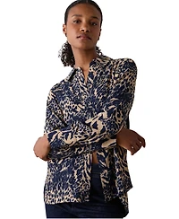 Whistles Women's Patchwork Leopard Print Shirt