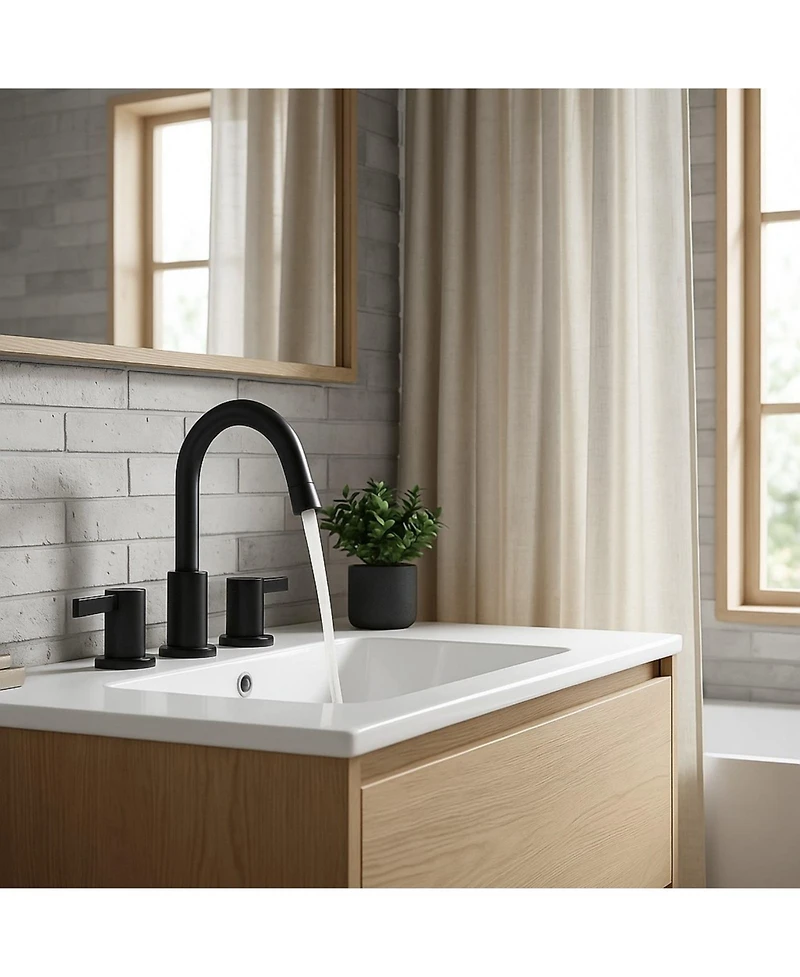 Phying 8 Inch Widespread Bathroom Faucet 2 Handle 3 Hole Vanity Sink Tap with 360 Degree Rotatable Pull-Down Sprayer Modern Bathroom Faucet
