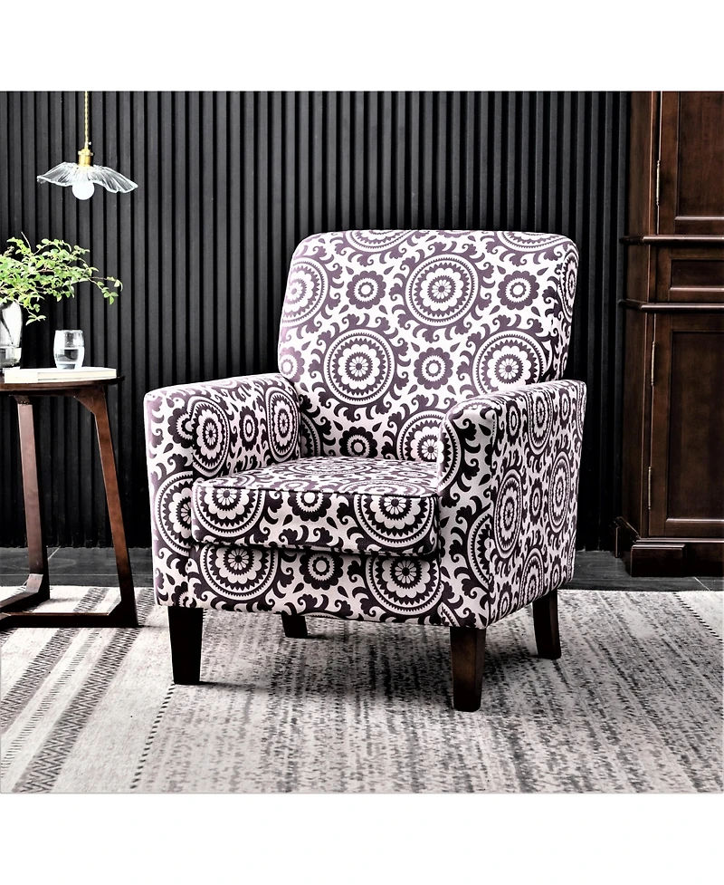 Slickblue Patterned Accent Chair with Birch Wood Frame and Foam Padded Seat