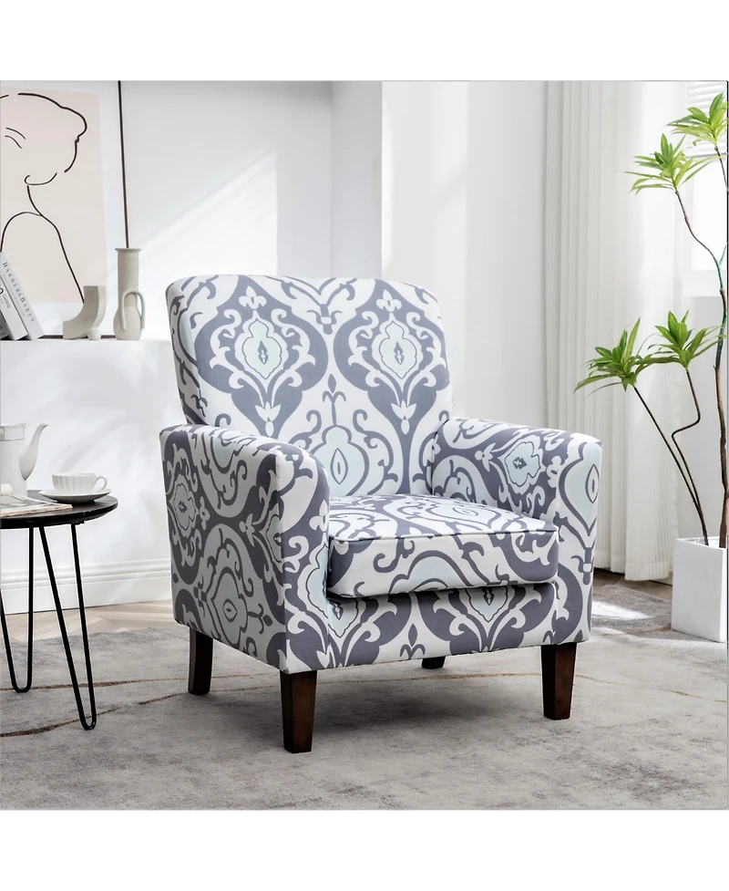 Slickblue Modern Patterned Armchair with Foam Padded Seat and Wood Legs