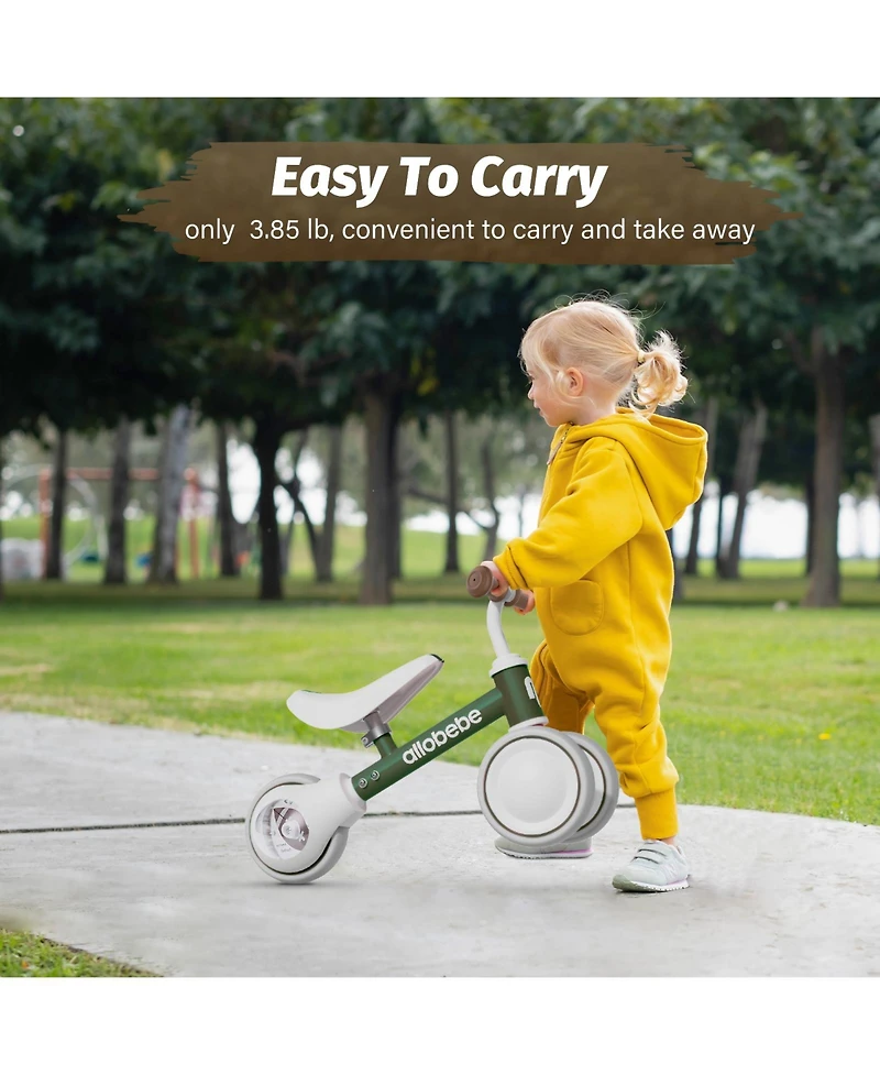 Allobebe Baby Balance Bike for Ages 1-3, 3-Wheel Ride-On with Adjustable Seat and Silent Wheels