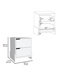 Flynama 2-Drawer Nightstand with Open Shelf, Modern End Table with Storage Cabinet for Bedroom