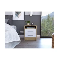 Flynama and Light Oak 2-Drawer Nightstand with Shelf