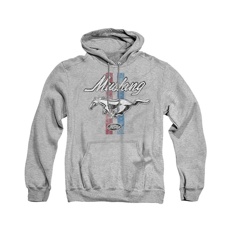 Mustang Men's Ford Stripes Graphic Kangaroo-Pocket Pullover Hoodie