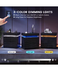 Vlsrka 23.6" Wide Nightstand Set of 2 - Drawers, Hidden Storage, Led Light