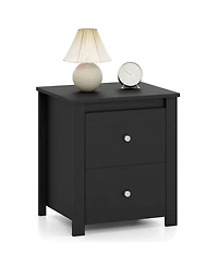 Gymax Nightstand with 2 Drawers Modern Bedside Table Floor Standing Sofa Side