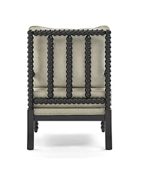 Morden Fort Mid Century Spindle Accent Chair for Living Room Upholstered Armchair with Thick Cushion and Wood Frame