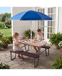 Sugift Kids Picnic Table Set for 4 with Removable Umbrella and Hdpe Tabletop