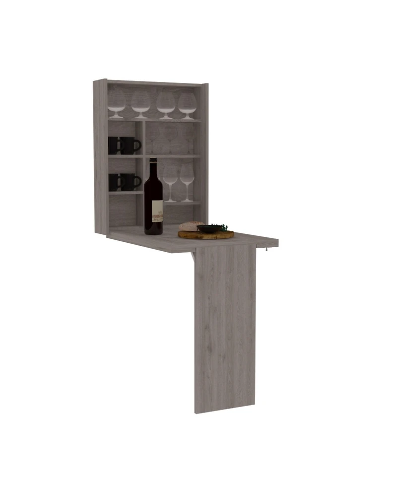 Fm Furniture Siena Wall-Mounted Bar Cabinet with Fold-Down Table