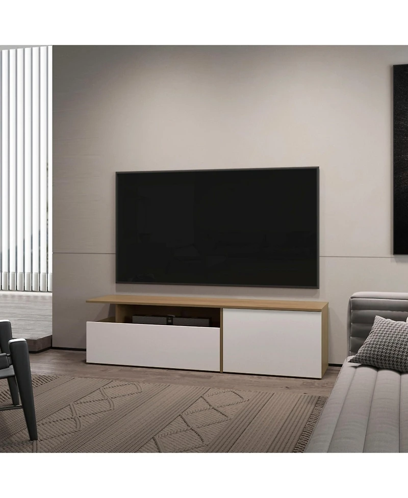 Fm Furniture Dilkon Tv Stand with Drop-Down Door, Hinged Door, Open Shelves,Cable Management