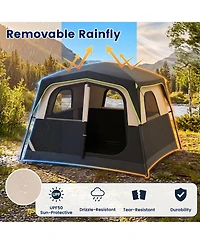 Gymax 6-Person Camping Tent with Top Rainfly Mesh Windows Large Door Ground Stakes