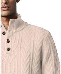 Hope & Henry Men's and Organic Mock Neck Cable Sweater