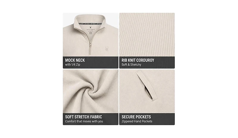 Spyder Men's Corduroy Quarter Zip Sweatshirt