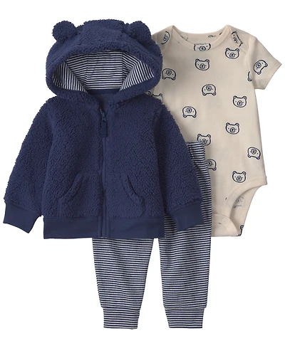 Carter's Baby Boys' Teddy Bear Fleece Jacket, Bodysuit and Pants, 3-Piece Set