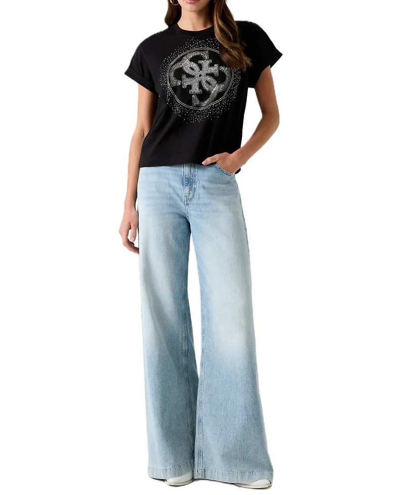 Guess Women's 4G Degrade Hotfix Graphic Cotton T-Shirt