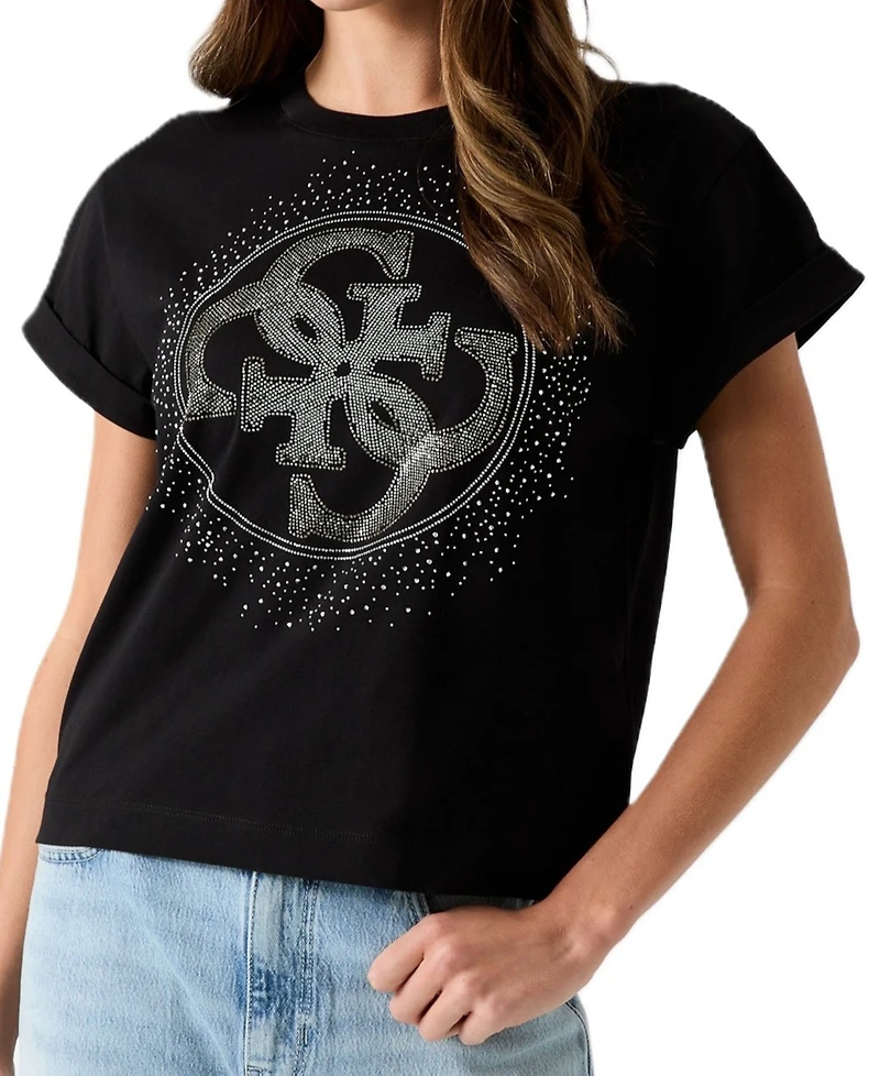 Guess Women's 4G Degrade Hotfix Graphic Cotton T-Shirt