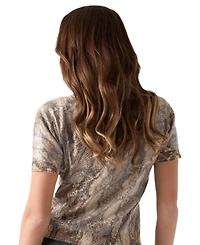 Guess Women's Sequin Printed Short-Sleeve Sweater