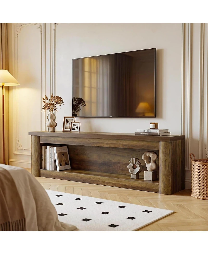 Tribesigns 63" Tv Stand for TVs up to 75", Rustic Media Console