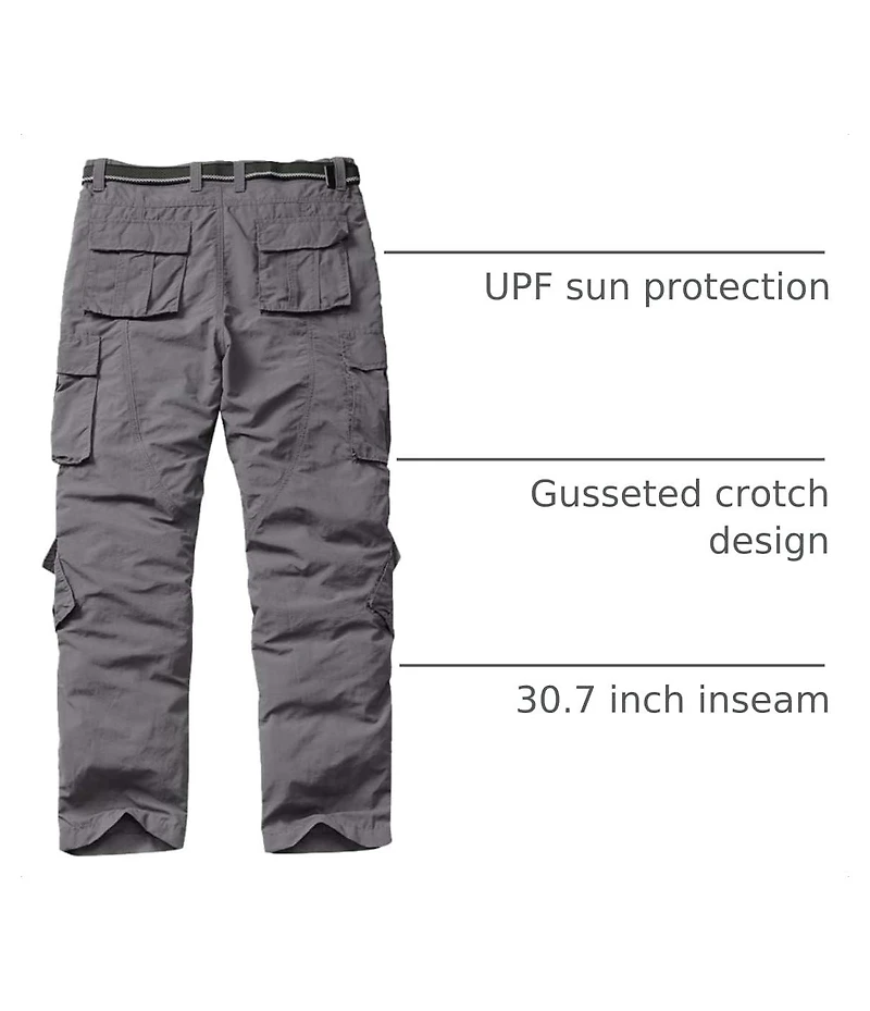 Piscifun Men's Hiking Cargo Pants Outdoor Casual Stretchy Upf 50 Water Resistant 8 Pockets