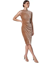 Donna Karan New York Women's Crinkled Velvet Side Ruched Midi Dress