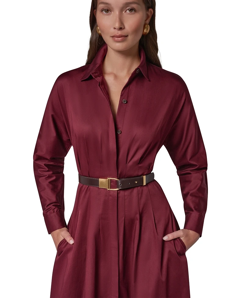 Long Sleeve Belted Midi Shirtdress