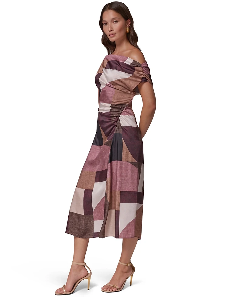 Donna Karan New York Women's Off-the-Shoulder Asymmetrical Midi Dress