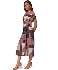 Donna Karan New York Women's Off-the-Shoulder Asymmetrical Midi Dress