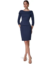 Donna Karan New York Women's Long-Sleeve Peplum Foldover Boat Neck Dress