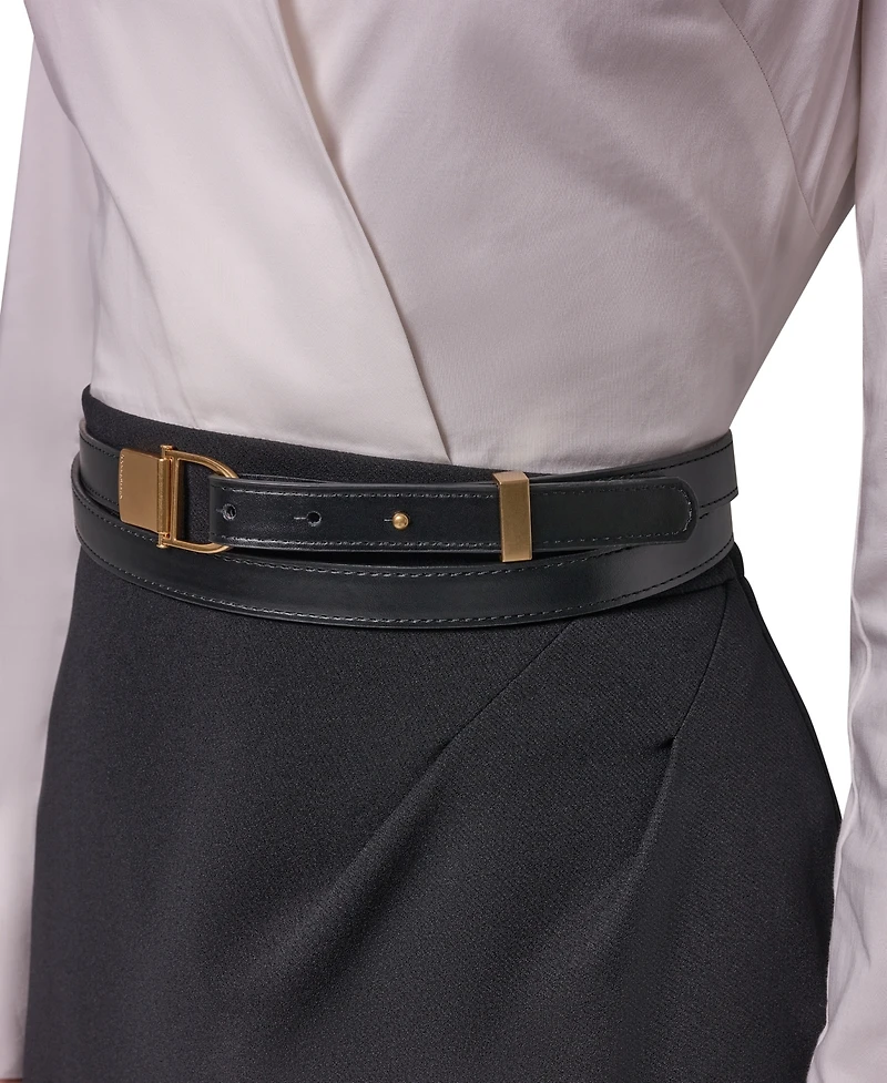 Long Sleeve Collared Mixed Media Belted Pencil Dress