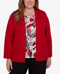 Alfred Dunner Plus Shawl Collar 3/4-Sleeve Cardigan Sweater