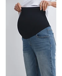 Hello Miz Maternity Over-the-Belly Straight-Leg Pull-On Jeans