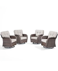 Pocassy Outdoor Patio Wicker Swivel Chairs - Set of 4 Outside Rattan Rocker Glider Chair Rocking Armchairs