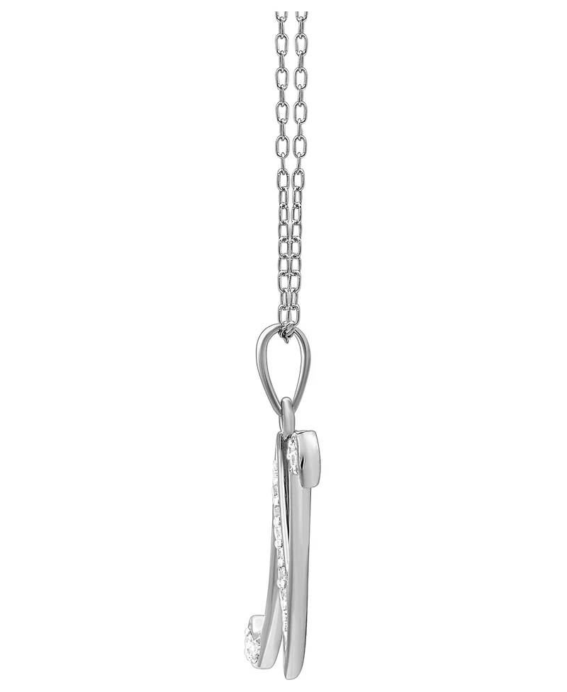 Diamond N Initial 18" Pendant Necklace (1/10 ct. t.w.) in Sterling Silver