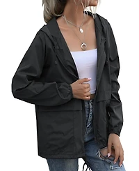 Piscifun Women's Lightweight Waterproof Packable Rain Jacket Windproof Hooded With Pockets For Travel Outdoor