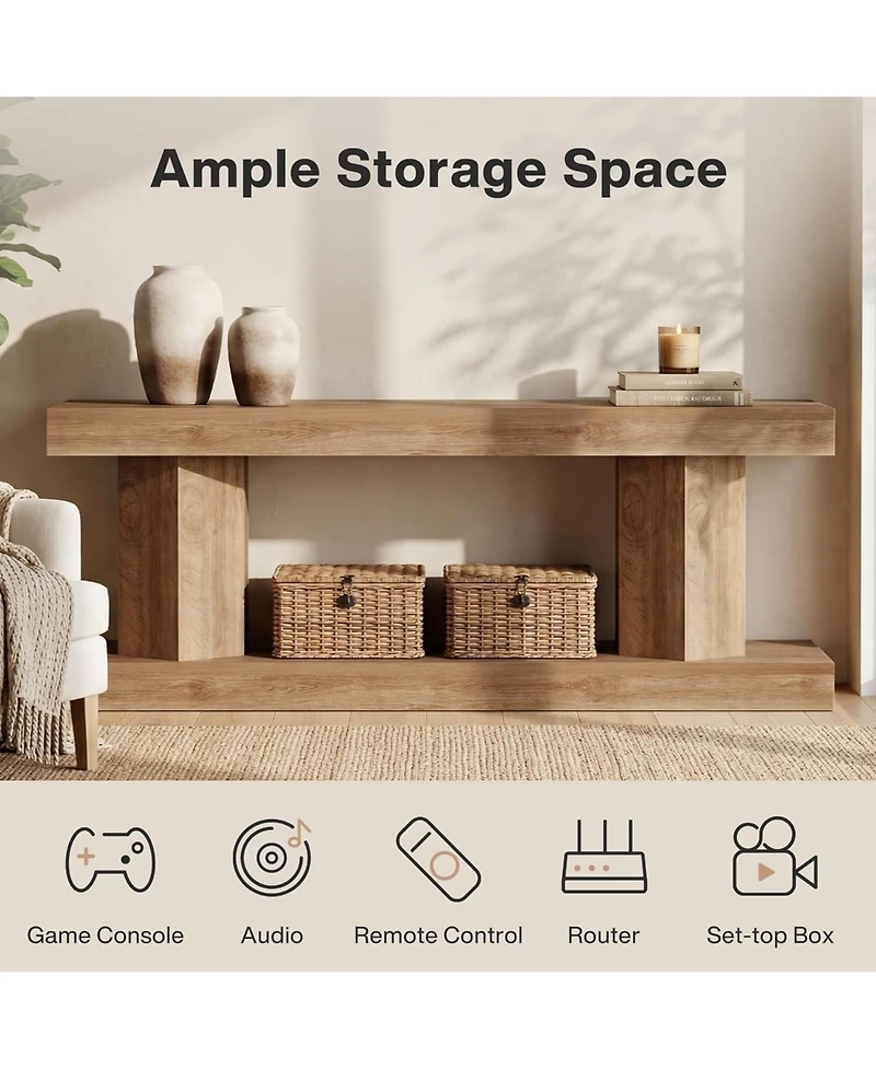 Tribesigns 63" Tv Stand with 2-Tier Storage for 70" TVs