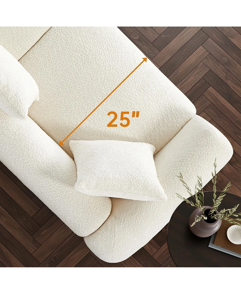 Morden Fort Cloud Couch Round Arm Plush Boucle Sofa for Living Room Apartment Minimalist