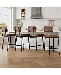 gaomon Set of 4 26 Inch Faux Leather Counter Height Barstools with Backs and Metal Legs for Kitchen Island and Home Bar
