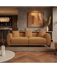 Morden Fort Cloud Couch Round Arm Plush Boucle Rectangle Sofa for Living Room Apartment Modern