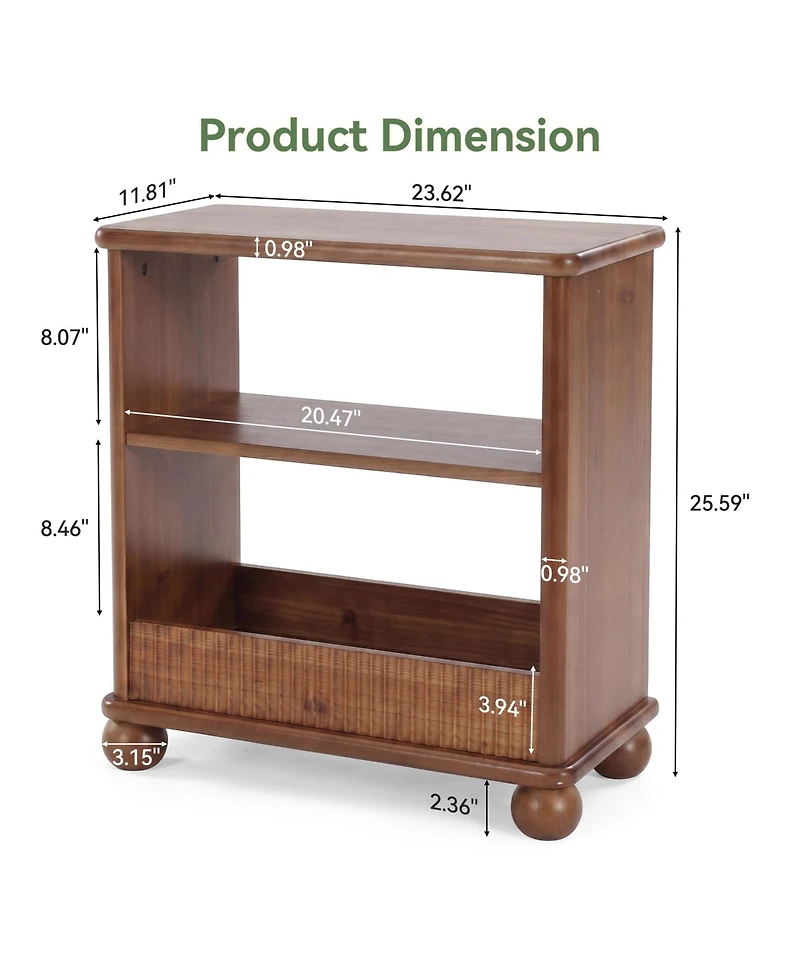 Tribesigns Solid Wood Side Table,3-Tier Narrow End Table,Easy Assembly